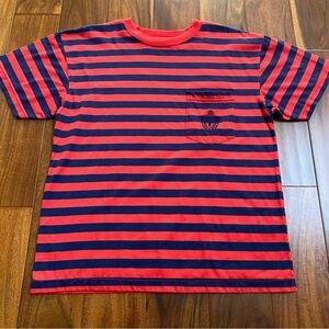 Color Cues Vintage Womens Striped Crew Neck Oversize T-Shirt Medium Red Navy